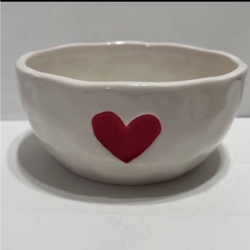 Valentine B Harbor Ceramic Candy Dish Bowl with Red Heart Design